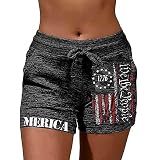LLHXRUI American Flag Drawstring Shorts for Women We The People 1776 Shorts 4th of July Patriotic Ca