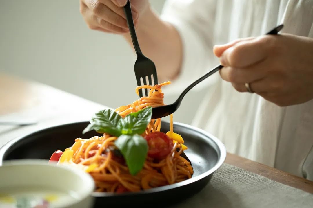 Black Stainless Steel Cutlery – Matte Finish Flatware by 96 KURO, Oxidized Black, Made in Japan | Dinner & Dessert Utensils – Spoons & Forks (Dessert Fork)