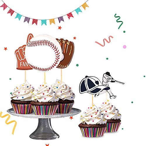 Nmas Baseballs Cupcake Toppers Pack Of 20 For Birthday Sport Theme Party Decorations #TOP2