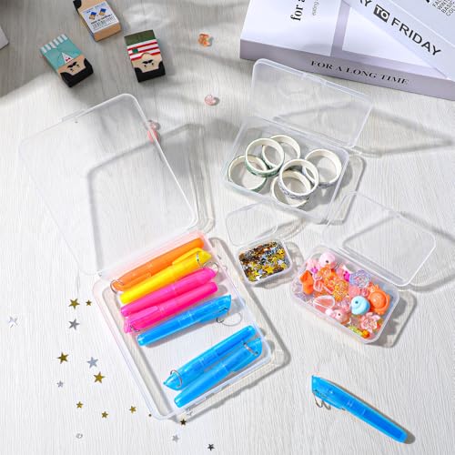 Image of COMNICO 30 Pack Small Clear Plastic Beads Storage Containers Box Mixed Sizes Rectangular Mini Empty Organizer with Hinged Lids for Collecting Small Items Art Craft Jewelry Business Cards Hardware