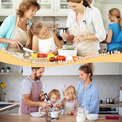 Keylitos 5 in 1 Immersion Hand Blender Mixer, [Upgraded] Handheld Stick Blender with 600ML Chopper, 800ML Beaker, Whisk and Milk Frother for Smoothie, Baby Food, Sauces Red,Puree, Soup (Black) image 4