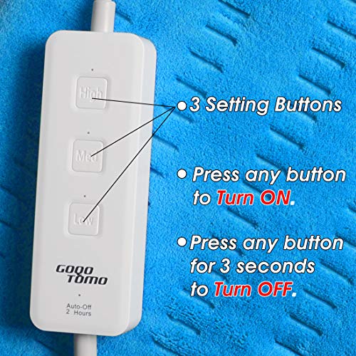 Heating Pad Electric Fast-Heating For Back/Waist/Abdomen/Shoulder/Neck Pain And Cramps Relief - Moist And Dry Heat Therapy With Auto-Off 12"X24" Hot Heated Pad By Goqotomo-Hf-B(Blue) #TOP6