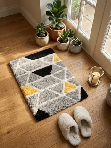 Image of Polypropylene Non-Slip Rectangular Door Mat for Home Entrance Entryway Areas Dirt Trapper Kitchen, Bathroom, Heavy Duty Rubber Indoor Outdoor Multi Color 40 x 60 cm