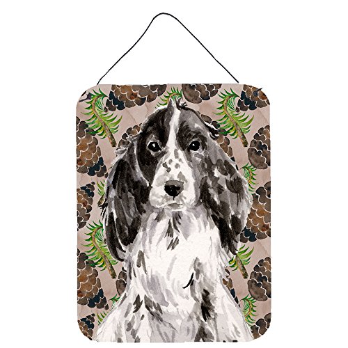 Caroline's Treasures BB9588DS1216 Black Parti Pine Cones Wall or Door Hanging Prints Aluminum Metal Sign Kitchen Wall Bar Bathroom Plaque Home Decor Front Door Plaque, 12x16, Multicolor