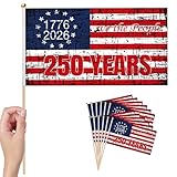 6 Pcs 250 Anniversary USA Small Stick Flags 250 Year American Anniversary flag Handheld Flag for Outside 4th of July Independence Day Patriotic Signs Hand Held Flags for Room House Welcome Lawn Backdrop Parade(C Flag, 6 Pcs)