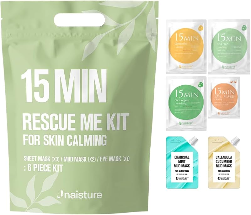 Kit de cuidados com a pele Naisture Rescue Me com máscaras faciais, para os olhos e de lama, 6 unidades