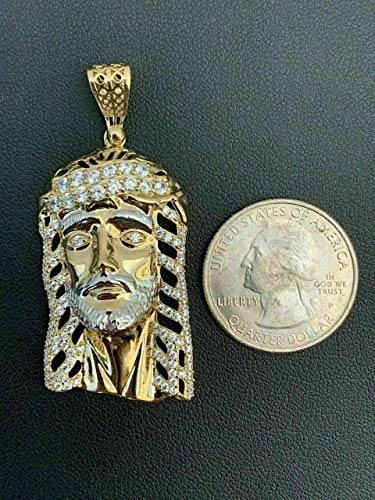 Harlembling Solid 925 Sterling Silver - 14K Gold Plated - Real Men's Iced Jesus Piece - Great For Any Necklace #TOP1