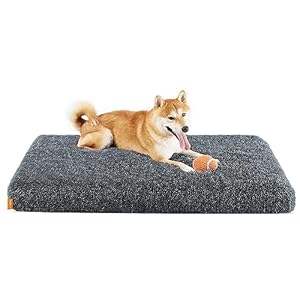 Feandre Cama para Perros, Alfombra Ortopédica para Perros, Acolchado de Espuma Ondulada, Funda Lavable Extraíble, Tamaño XL para Perros Medianos y Grandes, 110 x 73 x 10 cm, Gris Oscuro PGW213G02