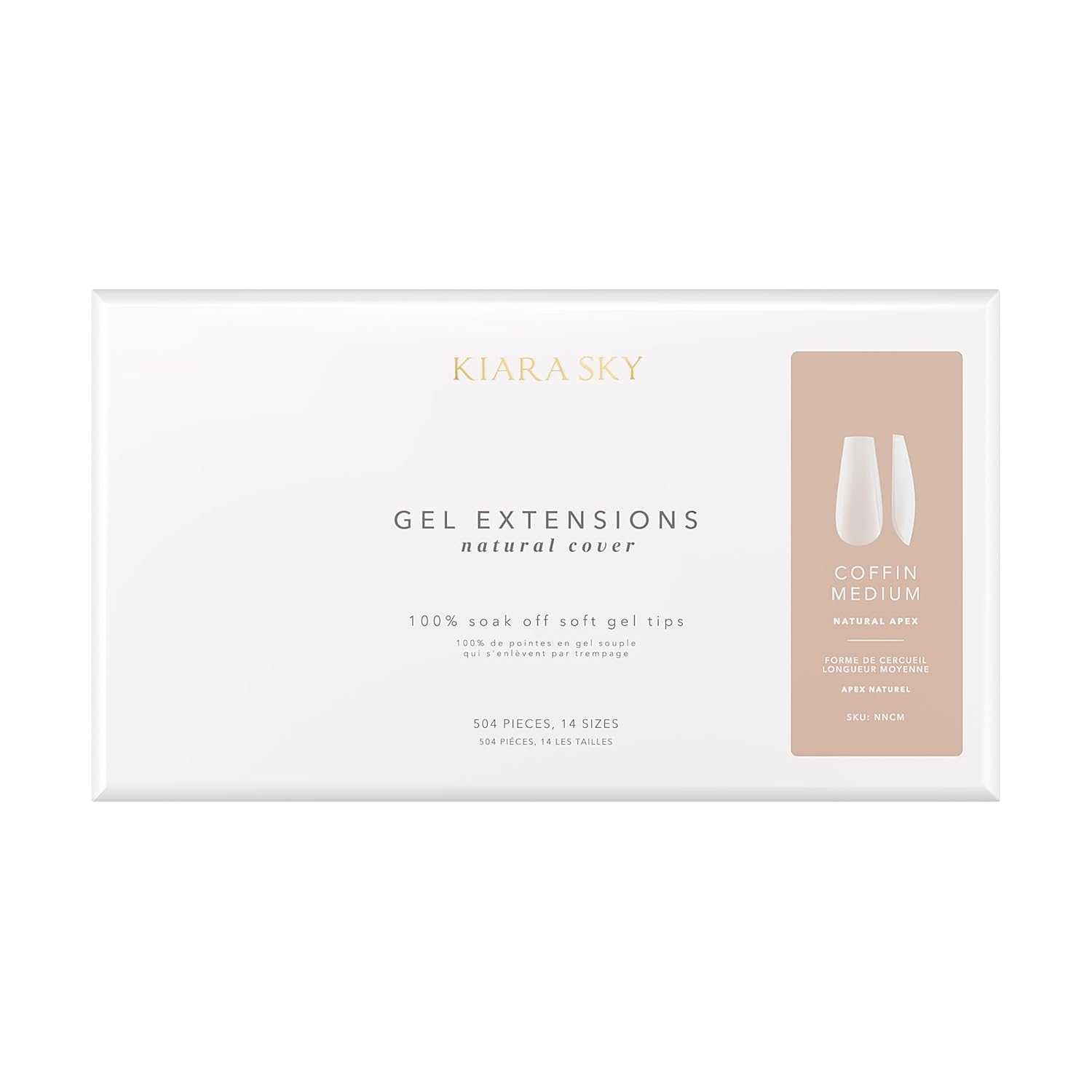 Kiara Sky Gel Nail Extension Tips – Natural Cover, 504 pieces, Coffin shape, Medium (M)