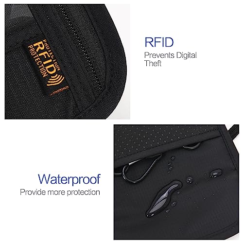 Image of Neck Wallet Lightweight RFID Blocking Waterproof Travel Pouch Passport Wallets for Women Men