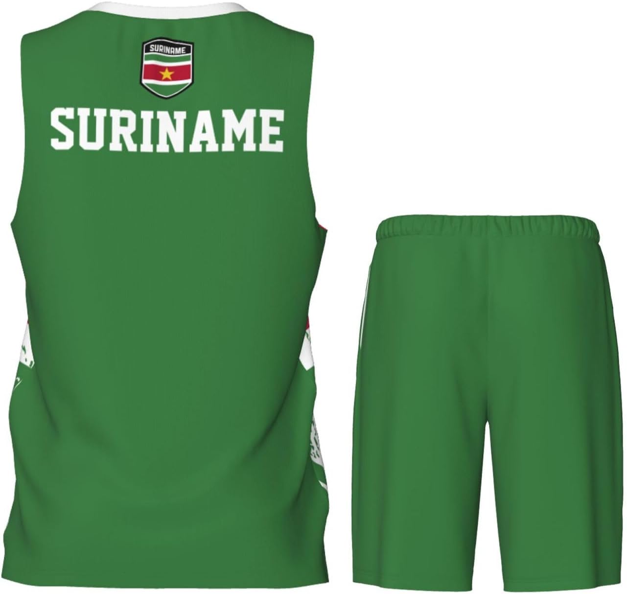 Suriname Flag Grain Basketball Jersey Uniform Suit for Men Adults Training Athletic Set