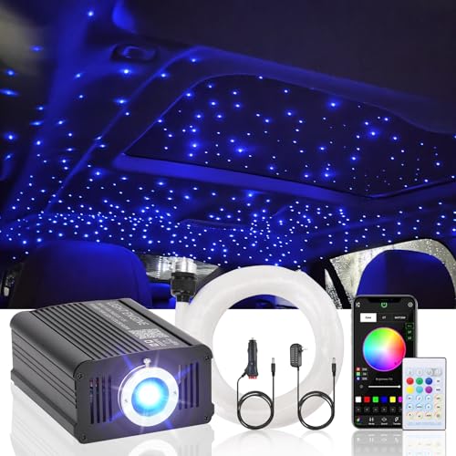 Image of Twinkle Headliner Star Light Kit, 800Pcs*0.03in /0.02in*9.8ft Mixed Ceiling Fiber Optic Lights APP /Remote Control Star Effect Music Mode RGBW Sound Activated for Car Roof Home Ceiling