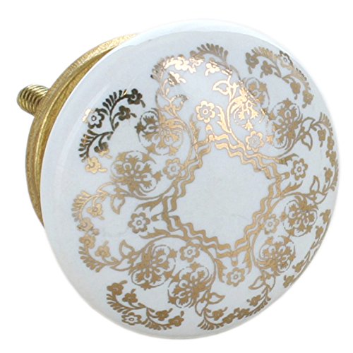 G Decor Ii Royal Gold Ceramic Door Knobs Vintage Shabby Chic Cupboard Drawer Pull Handles (Royal Gold Vl)