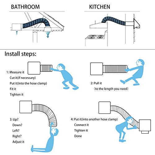 4 Inch 16FT Air Duct, Aluminum Clothing Dryer Vent Hose,Gray PVC Lightproof Exhaust Hose for Fan Filter and Grow Tent, 2 Clamps Include…