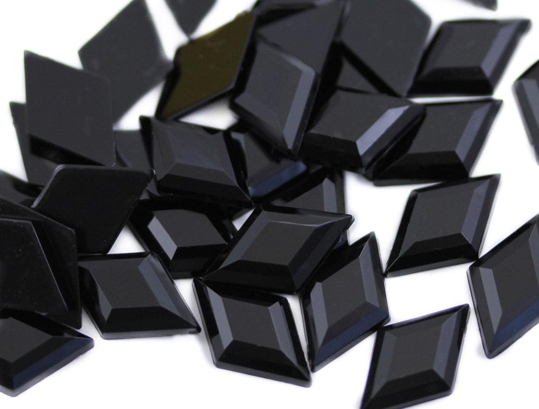 11x18mm Flat Back Diamond Acrylic Rhinestones Plastic Gems for Jewelry Making Costume Jewels Cosplay Embelishments - 35 Pieces (Jet Black H101)