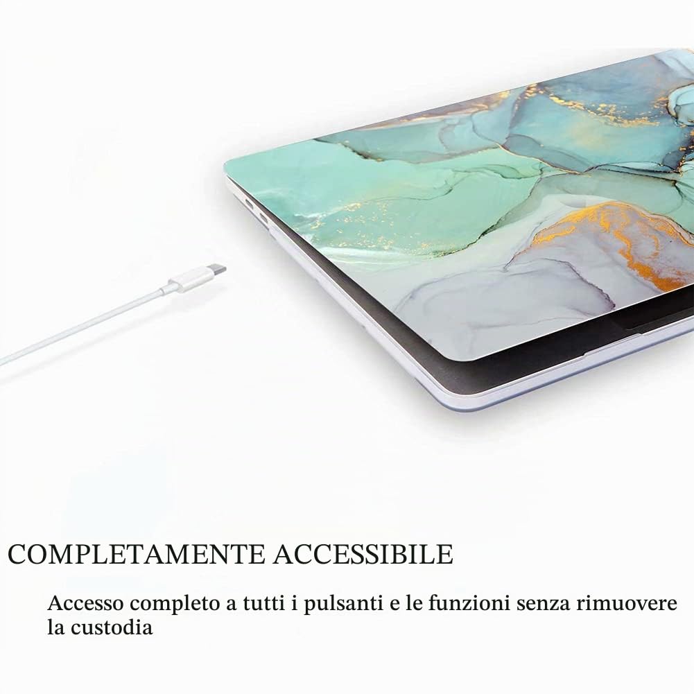 Fancity Cover Compatibile con MacBook Air 13 Pollici 2020 2021 A2337 M1 A2179 A1932, Custodia Rigida in Plastica Compatibile con MacBook Air 13 Pollici con Touch ID 2018-2021, Marble Green