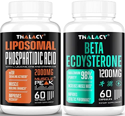 Thalacy Phosphatidic Acid 2000mg with Beta Ecdysterone 1200mg for Maximum Strength, Energy & Muscle Building Bundle