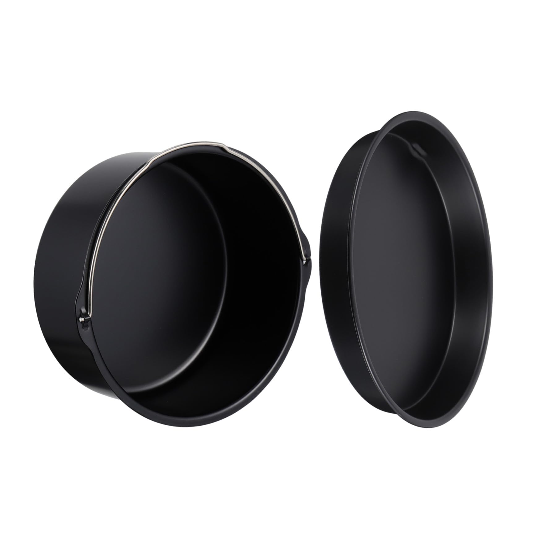 Moule à Gâteau Rond en Acier au Carbone Antiadhésif Réutilisable pour Friteuse à Air, Accessoires de Cuisson pour Maison et Restaurant, 1 Set