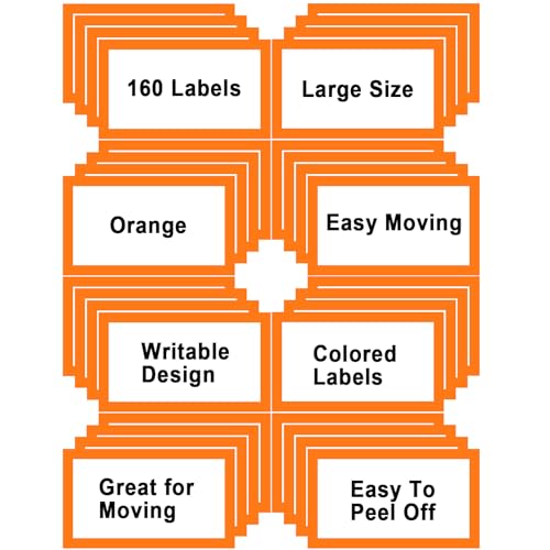 6 x 4 inch Large Moving Labels for Boxes, Blank Moving Boxes Labels Stickers, 160pcs 8 Color Coded Moving Stickers Packing Labels Stickers for Home Organization Projects, Kitchen, Storage Bins, Orange