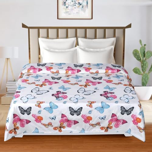 Image of la' amour Super Premium Quilt Cover Double Bed with Zipper Blanket Cover /rajai Cover /Comforter Cover /Duvet Cover King Size Soft Cotton Breathable Skin Friendly 90x100 Inches, Color- White and Pink