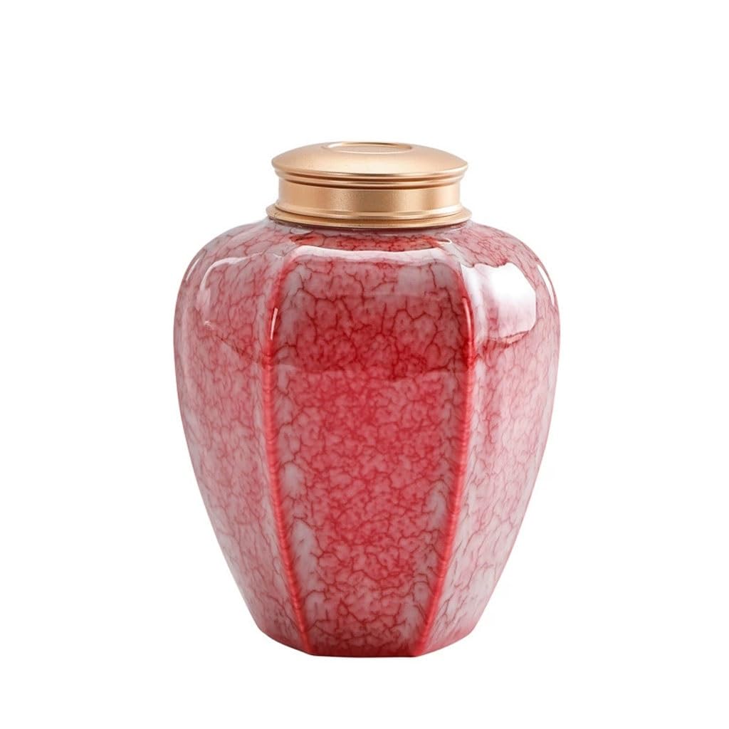 EINES Pantry Storage Containers Household Alloy Lid Sealed Tea Cans Ceramic Black Tea Pu'er Storage Tea Cans Ceramic Containers for Tea, Coffee, Flour, Sugar,
