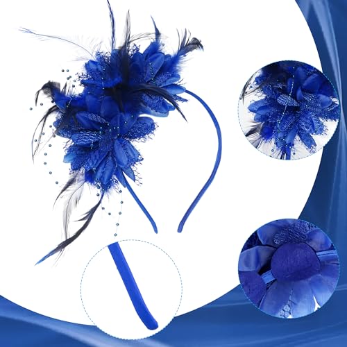 image for Pistha Womens Fascinators Hats Tea Party Hats for Women, Feather Pearl