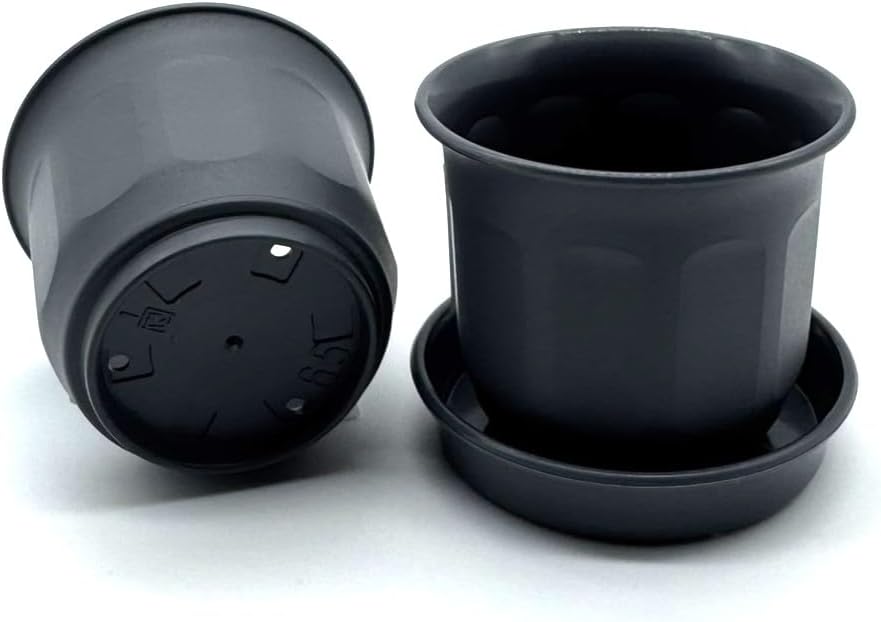Kimmel Flower Pot 6 cm Plant Pot Mini with Saucer Set of 6 Grey