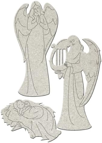 Angelic Christmas DC61 012 Fabscraps Angels and Baby in Manger Die Cut for Scrapbooking