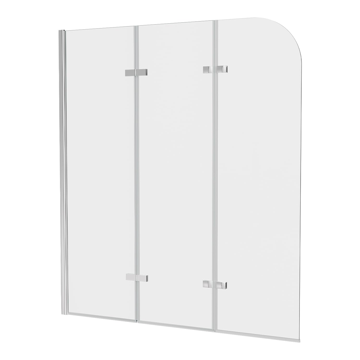 Mampara de ducha plegable para bañera, 120 x 140 cm, 3 piezas, cristal de seguridad de 6 mm, accesorio para bañera, color plateado transparente