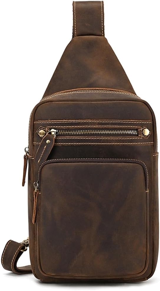 Chest Bag Vintage Crossbody Cowhide Shoulder Large Capacity Backpack