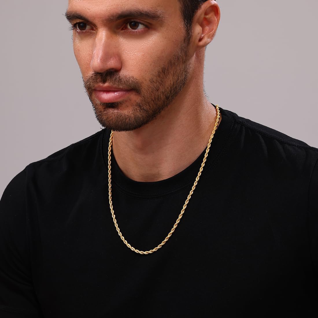 Monily Valentine's Day gifts 24k Real Gold Plated Rope Chain 1.5mm 2.5mm 5mm Stainless Steel Twist Chain Necklace for Men Women - Image 2