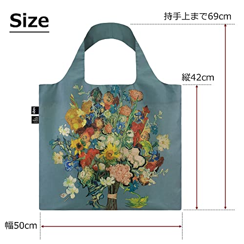 LOQI Vincent Van Gogh - VGM 50th Anniversary Bouquet/Flower Pattern Blue Canvas Recycled Bag, Multicolour, 50 x 42 cm - Image 4