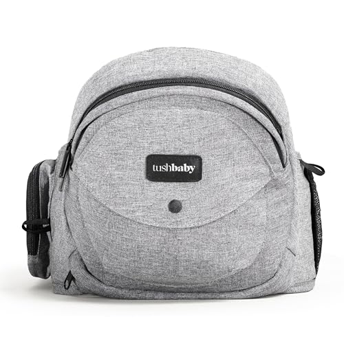 Image of Tushbaby Original Hip Seat Baby Carrier for Babies & Toddlers up to 45 lbs, Safety Certified, Lightweight No-Foam Design with Storage, Grey