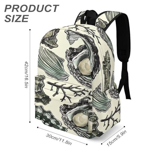 Oysters And Shells Printed Backpack Water-Resistant Pack Stylish Bag Lightweight Travel Backpack3