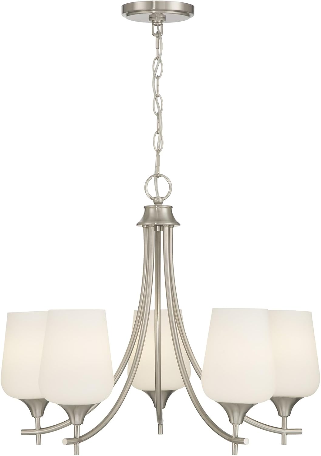 Savoy Essentials 1-6032-5-SN Octave White Opal Glass Chandelier, 5-Light 300 Total Watts, Satin Nickel