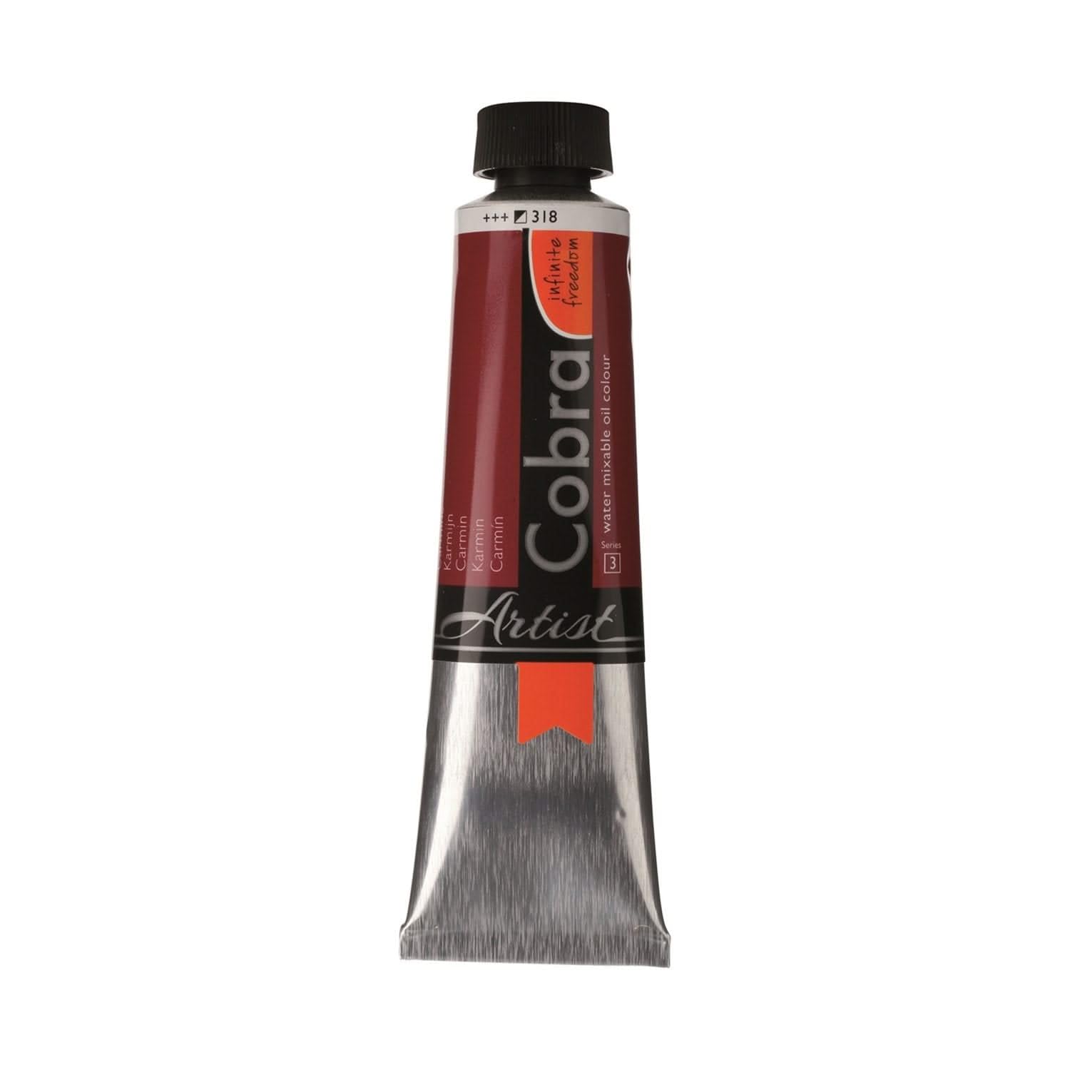 Cobra Artist Water-Mixable Oil Colour Tube - 40 ml Carmine 318 - Semi-Opaque High Lightfastness - Solvent-Free Professional Painting