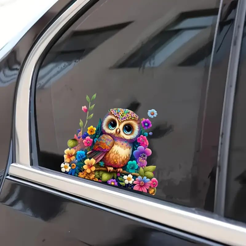 Owl Bird Flower Floral PVC Vinyl Car Decals Stickers Waterproof Self-Adhesive Decals for Cars, Laptops, Trucks, Motorcycles Wall Window Luggage Scratch Cover Door Decor Sticker - Image 5
