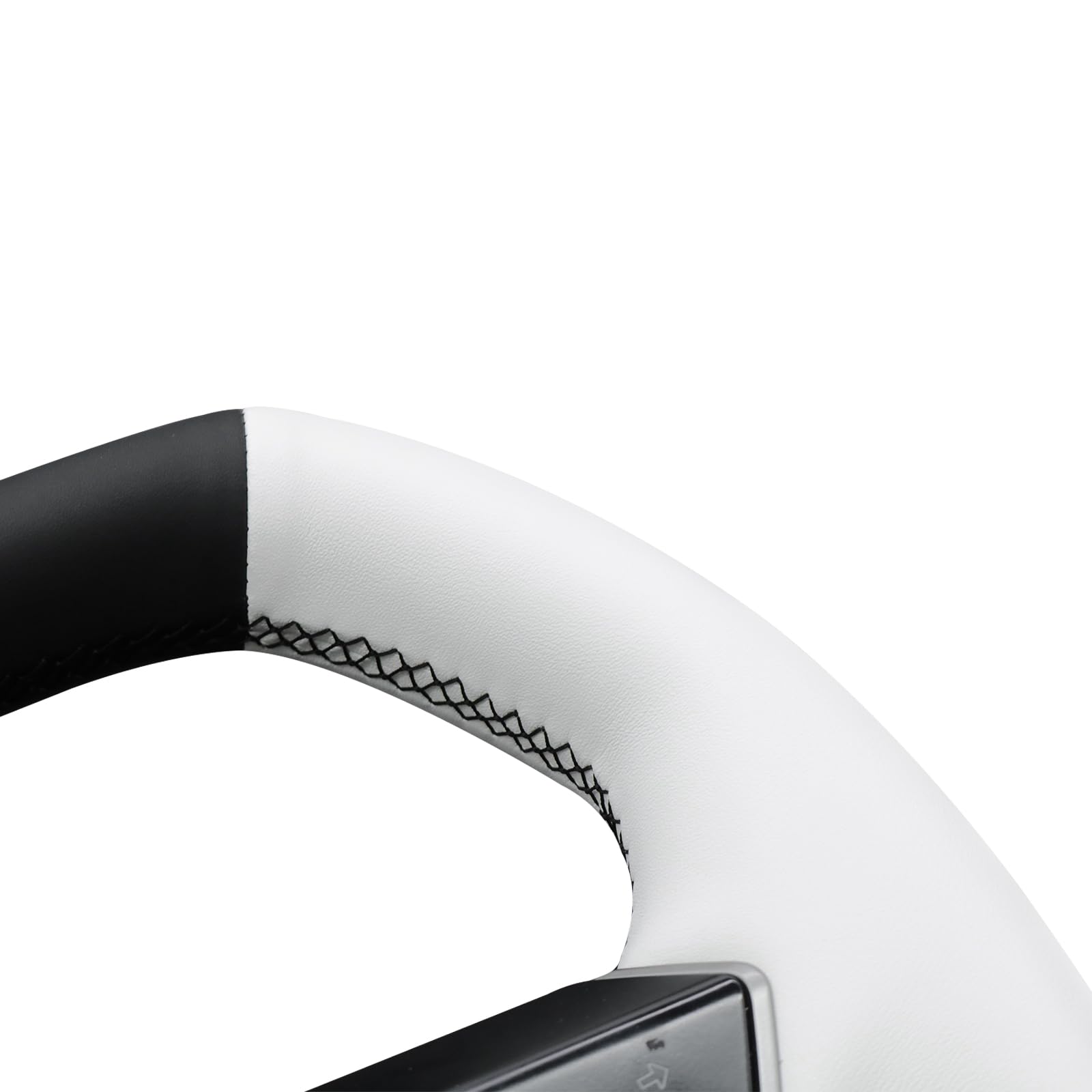 MEWANT Funda de volante de cuero de costura DIY blanca para volante de Tesla Cybertruck 2023-2025 Accesorios de volante para accesorios interiores de Cybertruck
