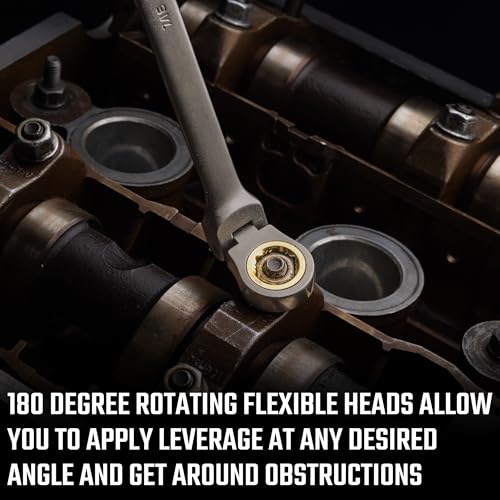 Image of DURATECH Extra Long Anti-Slip Flex-Head Ratcheting Wrench Set, 5-Piece, SAE