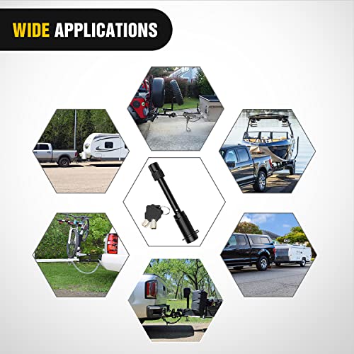 Image of Nilight Trailer Hitch Lock Pin 5 /8 inch Locking Receiver Hitch Pin Keyed Unique Weatherproof Anti-Theft Lockable Fits 2 inch 2-1 /2 inch Receiver Extra Long 3-1 /4 inch Span Tow Truck Boat Bike Truck