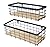 ShabbyDecor Metal Wire Basket Detachable Wood Base Storage Organizer Farmhouse Small Bins for Kitchen Cabinets, Bathroom, Pantry, Laundry Room, Closets Set of 2,Black Color