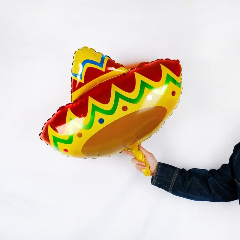 Image of Atpata Funky 'Taco Bout a Grad' Mexican Theme Happy Graduation Party Foil Balloons Combo Set - Taco, Cactus, Mexican Hat, Avocado, Pineapple, Coconut Shaped Balloons - Congrats Grad Fiesta Decorations
