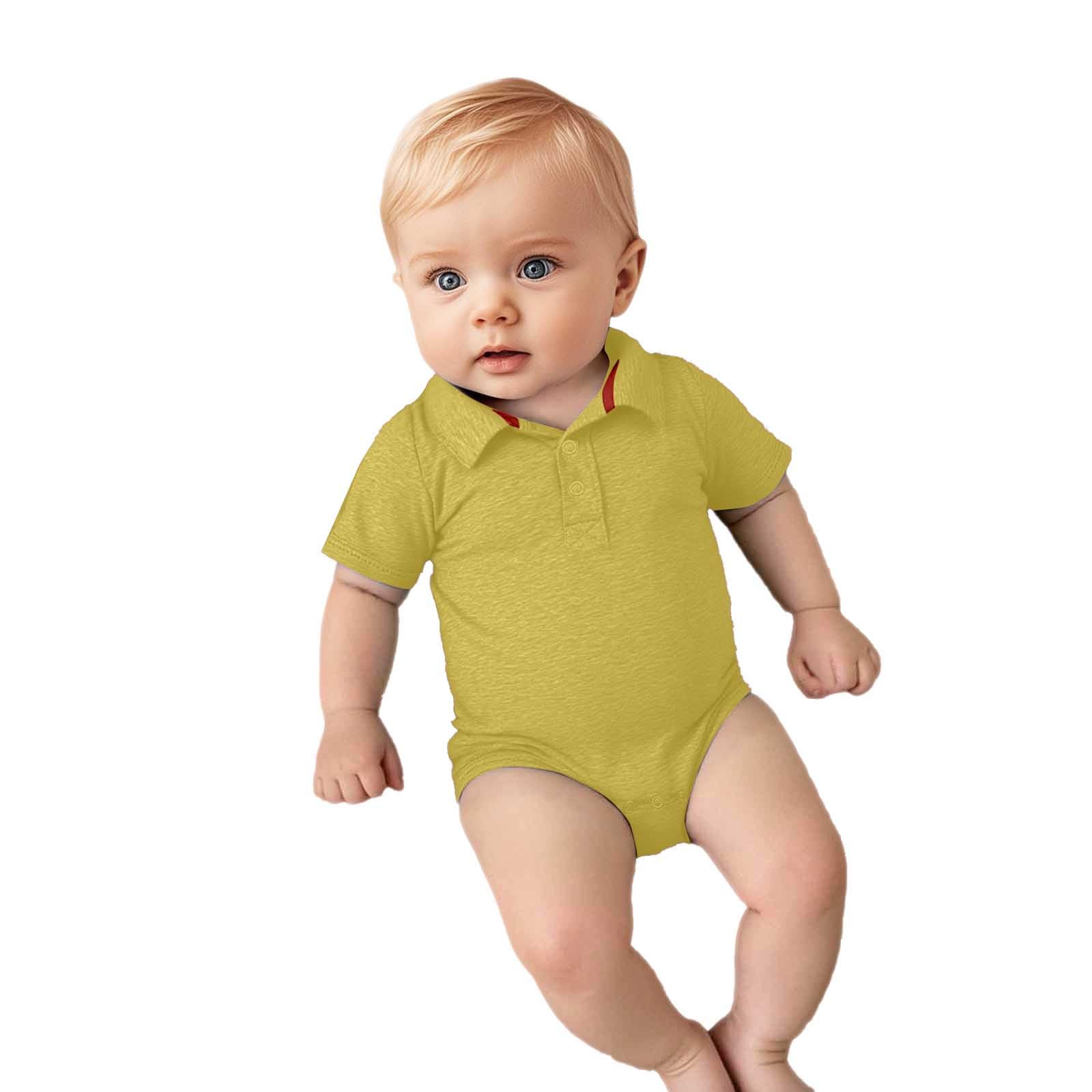 Generisch Pelele de manga corta para niños como elegante -Camisas Ropa de bebé Ropa de bebé de algodón suave para recién nacidos (dorado, 12-18 meses)