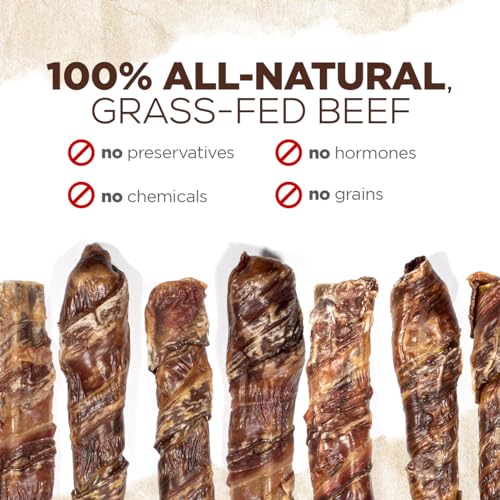 Natural Farm Power Beef Sticks Dog Chews (6”, 5-Pack), 2-in-1 Power Chews: Premium Bully Cheek Wrapped in Beef Esophagus for Double Chewing Time, Promotes Dental Health, Great for Medium Dogs