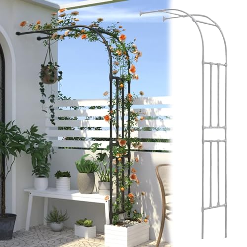 Arco de jardín de 2,4 m, soporte de metal para plantas trepadoras, pérgola de medio arco, decoración de boda, enrejado al aire libre para rosas y vides, cenador de jardín