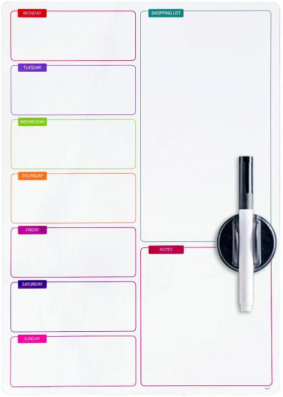 Balvi - Shopping List Magnetic White Board. Great for Fridge Door. Includes Marker and Eraser. Size 16.8x12 inches