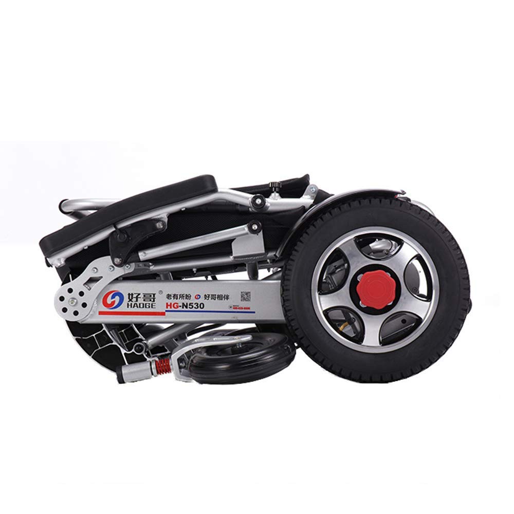 Ancianos discapacitados Scooter de Cuatro Ruedas Marco de Aluminio Ligero Plegable Silla de Ruedas eléctrica