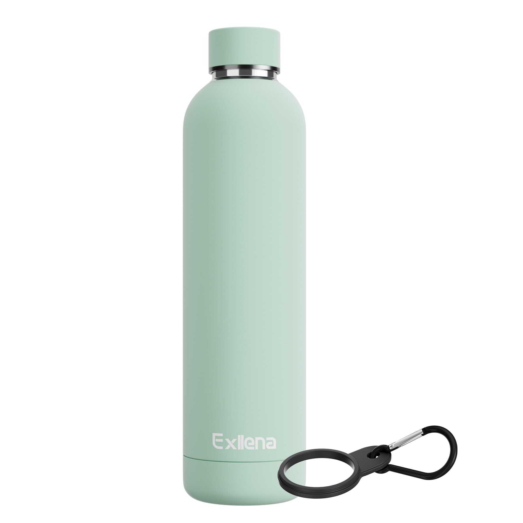 Exllena Borraccia Termica 1 Litro - Bottiglia Termica Doppio Vuoto Mantenere Calore/Freddo - Senza BPA - 100% A Tenuta Stagna con Anello per Tote (Menta)