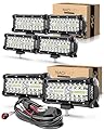 NAOEVO 7 inch LED Light Bar, LED Work Lights for Truck Boat ATV UTV Jeep (6-Pack, with a Wiring Harness)