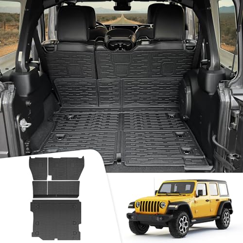 JTYZSM Cargo Mats for 2018-2025 Jeep Wrangler JL Unlimited 4X4 Trunk Mat with Backrest Liner, All...